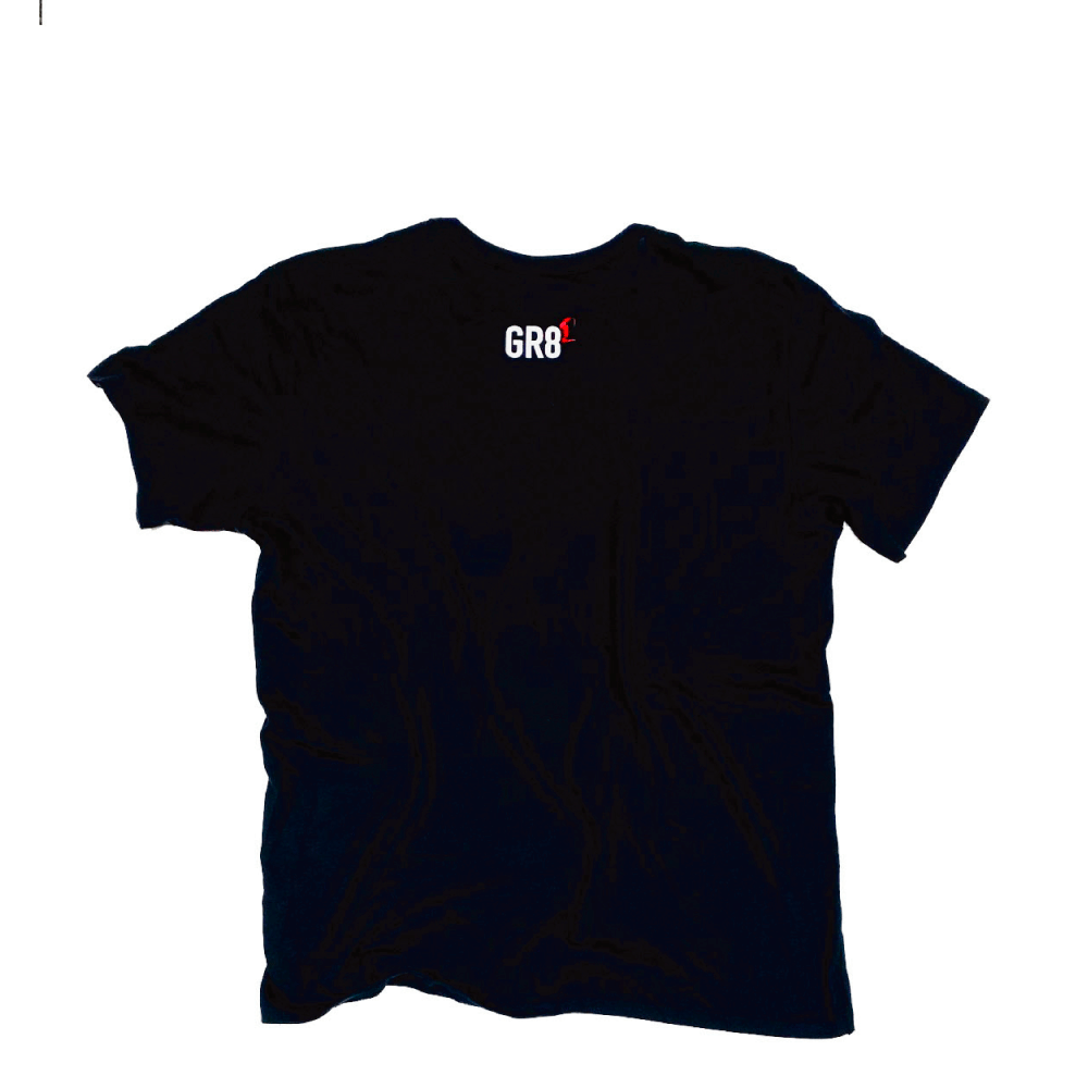 black  gr8-1 number one front print short sleeve tshirt