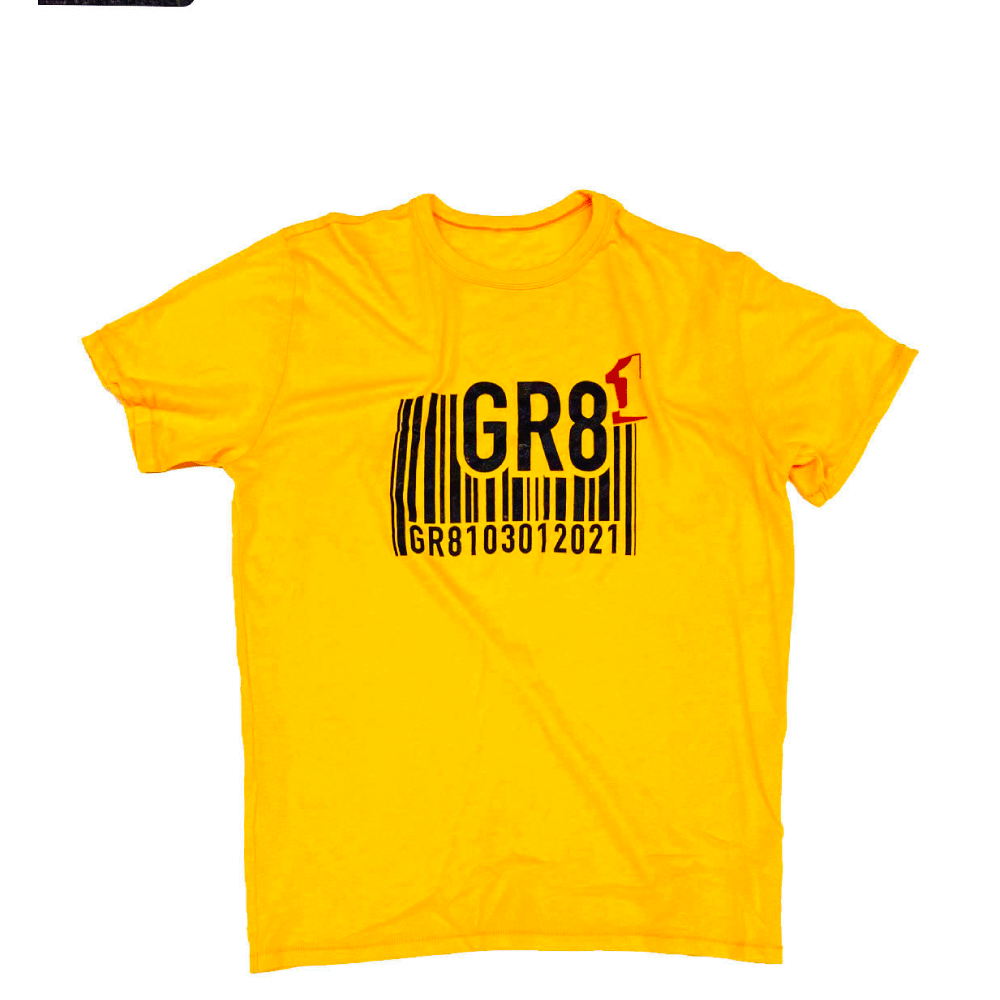 yellow barcode gr8-1 logo breathable blend short sleeve tshirt