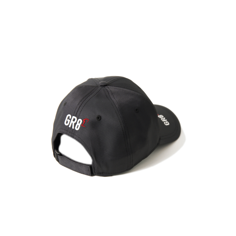 black low profile tactical nylon number one baseball cap with gr8-1 logo